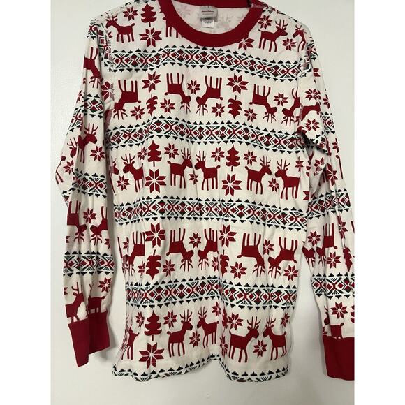 Hanna Andersson Womens Fair isle Reindeer Pajama Top Thermal Christmas sz M - Picture 2 of 4